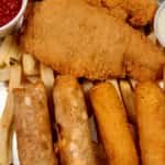 Sampler ( Fingers 2 ,Pizza Logs 2 ,Mozzarella Sticks 2, Fries ,Blue Cheese & Marinara Sauce)