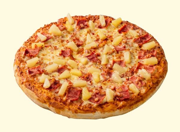 Large Hawaiian Pizza ( Pineapple, Ham & Mozzarella Cheese. Red Base)